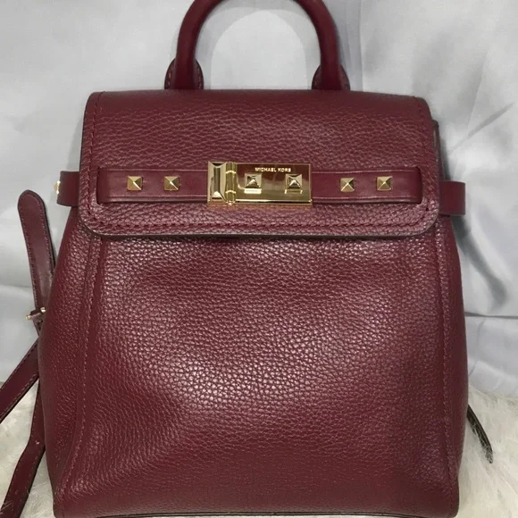 Michael Kors Oxblood Addison Leather Backpack display picture 1